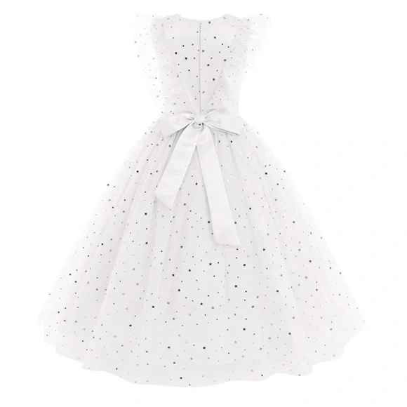 NWT White tulle dress with gold stars detail - Picture 5 of 12